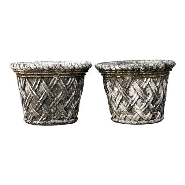 Vintage Cast Concrete Trellis Planters For Sale