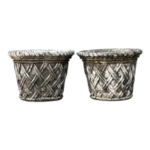 Vintage Cast Concrete Trellis Planters