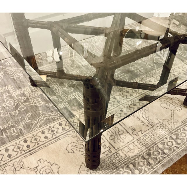 2020s Baker McGuire Chocolate Brown Bamboo Cocktail Table For Sale - Image 5 of 5