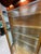 Brown Antique Tiger Oak, Lighted Curio Cabinet, Four Glass Shelves, Hand Carved, Glass Door For Sale - Image 8 of 13