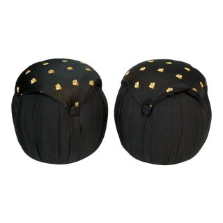 Pouf Ottomans Designed by Marge Carson - A Pair For Sale