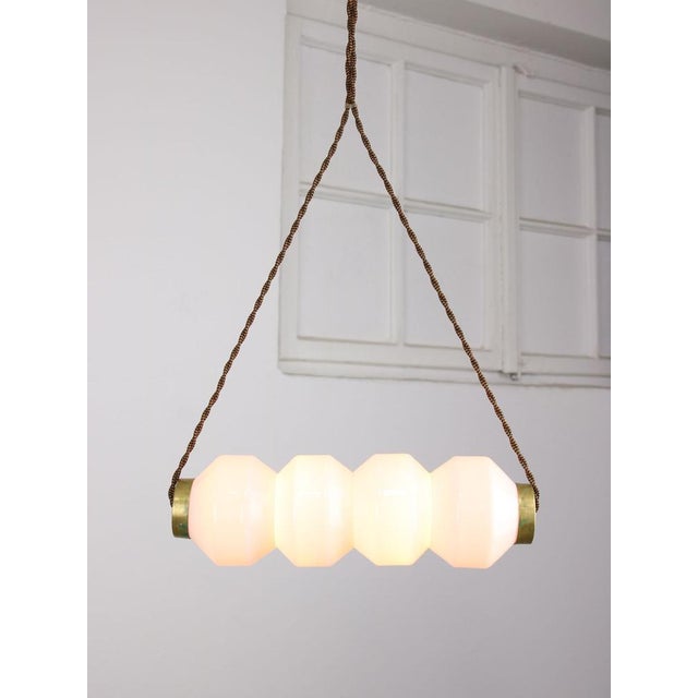 Mid-Century Minimalist Opaline & Brass Pendant Lamp For Sale - Image 16 of 17