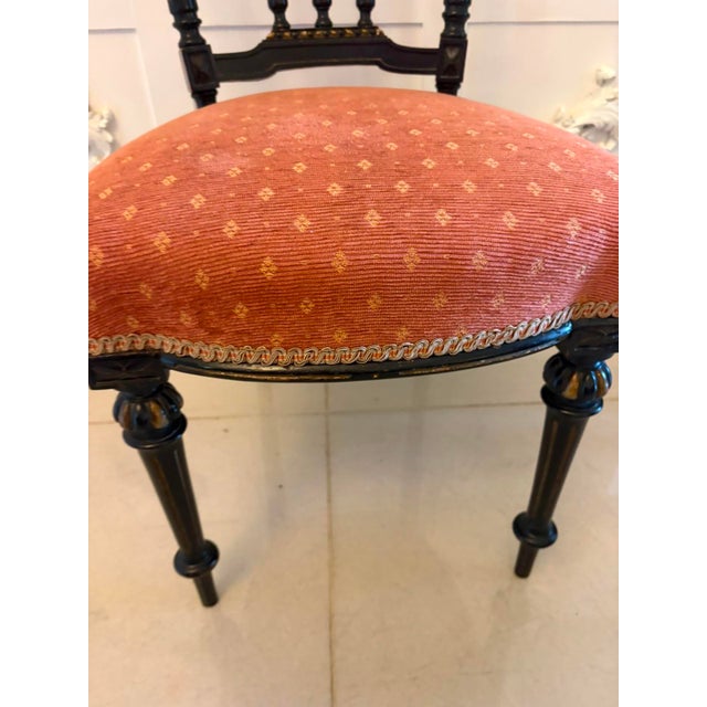 Antique Victorian Ebonised & Gilt Dining Chairs, 1880, Set of 4 For Sale - Image 9 of 18
