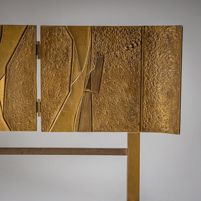 Bed With Brass Headboard by Luciano Frigerio, Italy, 1970s For Sale - Image 9 of 11