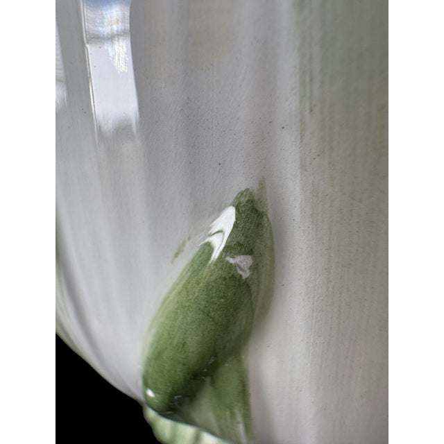 1995 Tiffany & Co. Italian Green & White Leaf Ceramic Cachepot Planter For Sale - Image 9 of 13