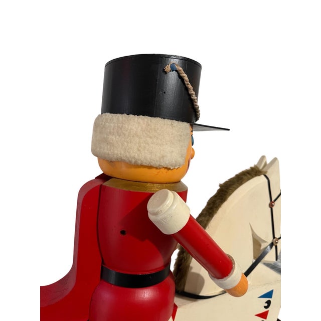 Unknown, Vintage Huge German Folk Art Wood Sculpture Rocking Horse Erzgebirge Reiterlein For Sale - Image 17 of 18