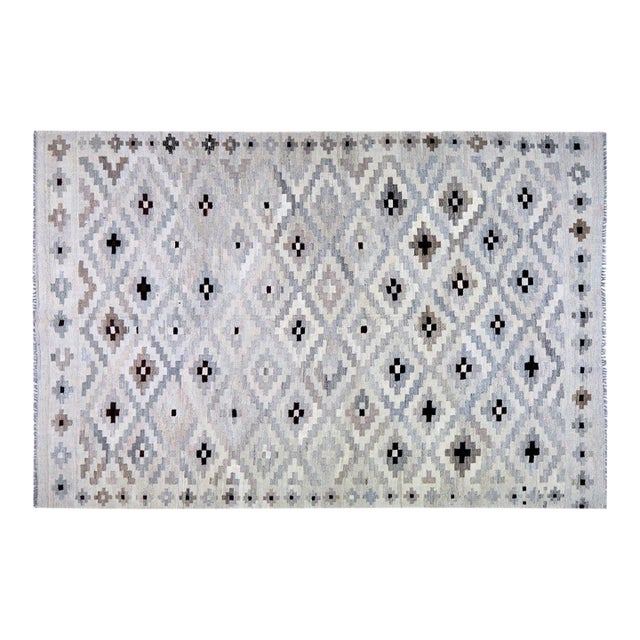 Afghan Navajo Style Hand Knotted Wool Rug, 6'2''x9'4'' For Sale