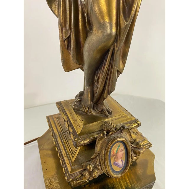Metal French Art Nouveau Bronze Figural Table Lamp, a Pair For Sale - Image 7 of 12