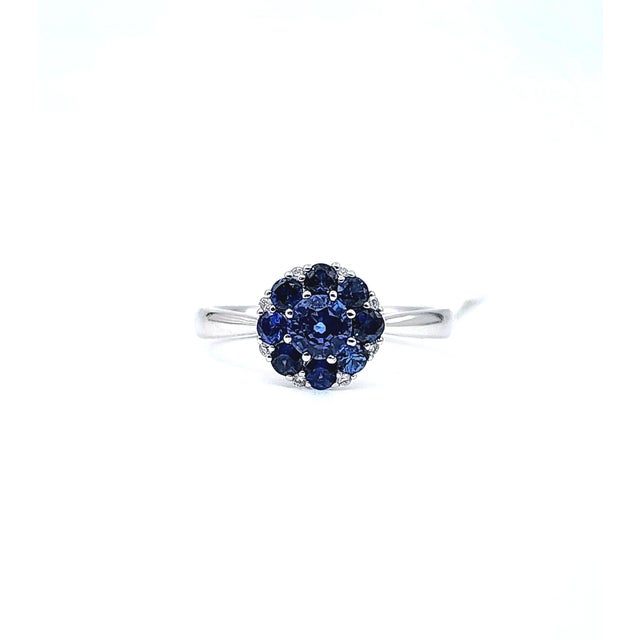 1.13 Ct Natural Sapphire & Diamond Ring Size 6 For Sale - Image 9 of 9