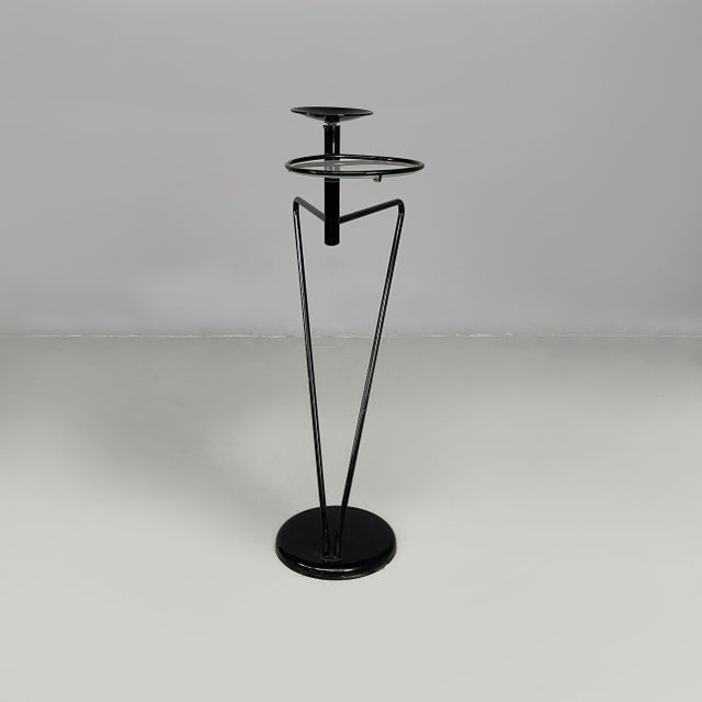 Italian Modern Coffee Table with Ashtray in Black Metal and Glass, 1980s For Sale - Image 3 of 18