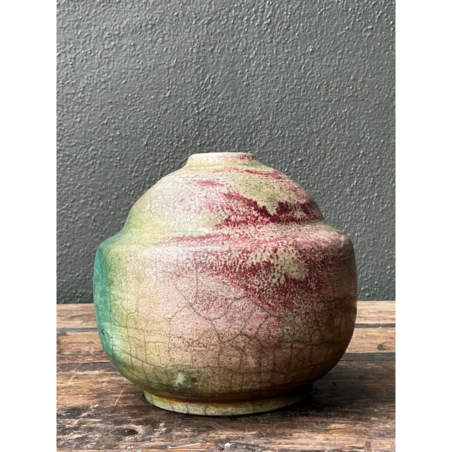 Vintage Abstract Glazed Ceramic Vessel For Sale - Image 4 of 12