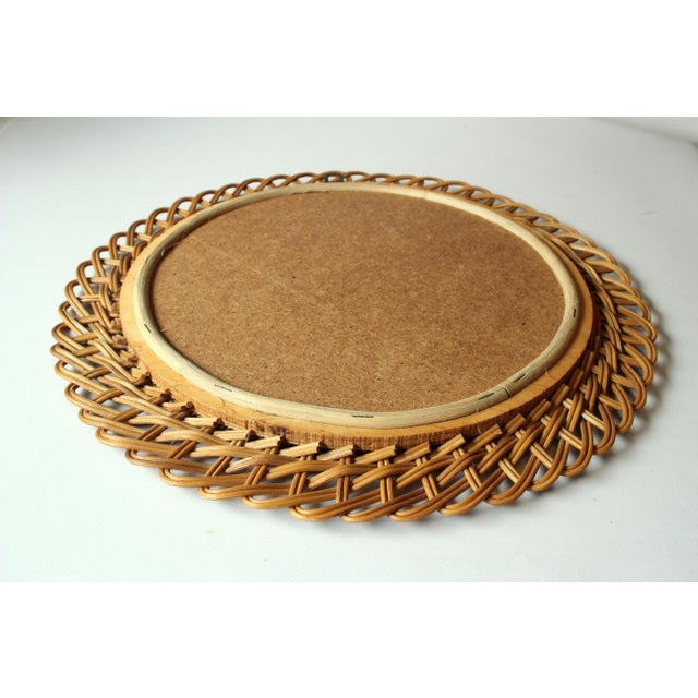 Round Wicker Framed Wall Mirror For Sale - Image 6 of 7