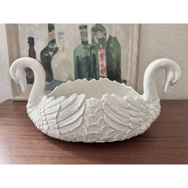 Italian 20th Century Italian Ceramic Swan Centerpiece or Planter For Sale - Image 3 of 9