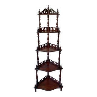 Late 19th Century Antique Mahogany Tiered Corner Etagere For Sale