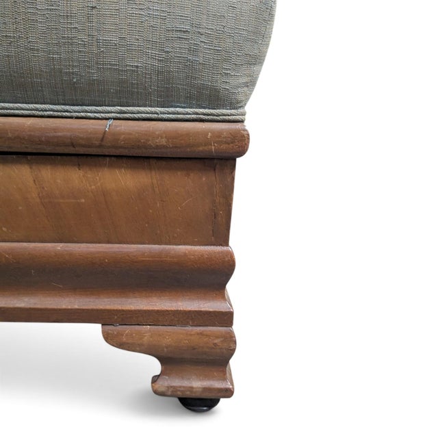 Early-to-Mid 20th Century Upholstered Wood Storage Ottoman With Hinged Lid For Sale - Image 10 of 17