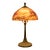 Antique Arts & Crafts Table Lamp With Painted Glass Landscape Scene Shade, Circa 1920s For Sale