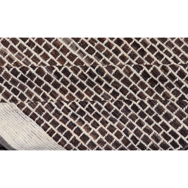 Modern Rug With Brick Design in Brown and Cream by Keivan Woven Arts 9'4 X 11'1 For Sale - Image 11 of 12