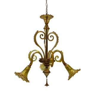 Vintage Murano Glass Chandelier attributed to Galliano Ferro, Italy, 1930s For Sale