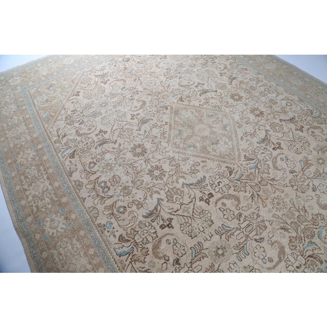 Mid 20th Century Elegant Oversized Tribal Rug – Soft Neutrals & Delicate Detailing -9' 7'' X 12' 7'' For Sale - Image 11 of 12