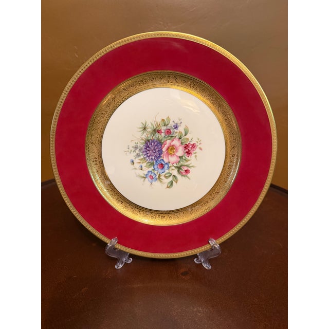 Metal Rosenthal Bavaria #5554 Red and Gold Dinner Plates 11" - Set of 12 ca.1939 For Sale - Image 7 of 16