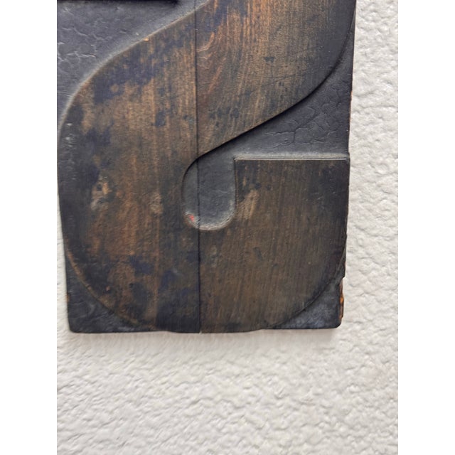 Letter "S" Woodblock Wall Hanging, Vintage For Sale - Image 9 of 12