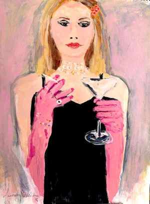 Pink Rubber Gloves...Cheers to an Original Acrylic Painting on Paper.
