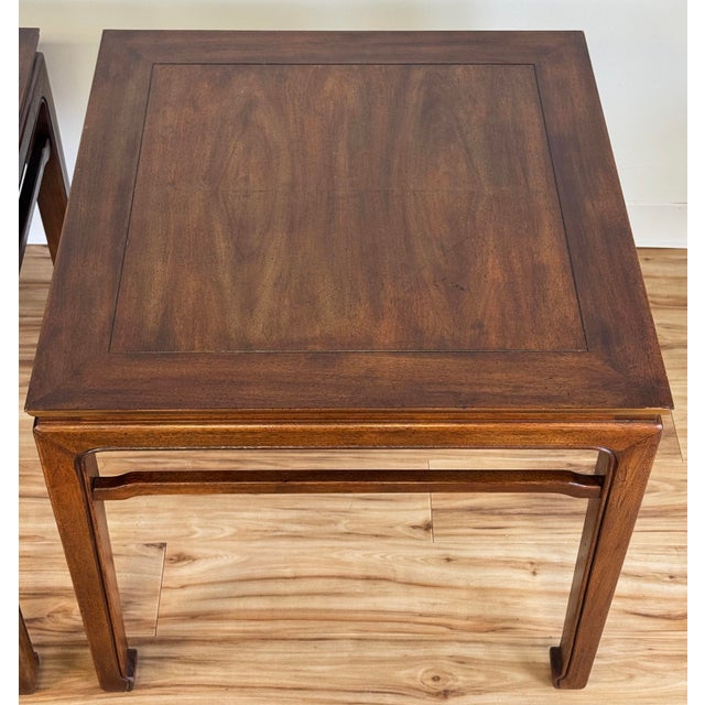 Wood Vintage MCM Henredon Ming Style Side Table Pair For Sale - Image 7 of 15