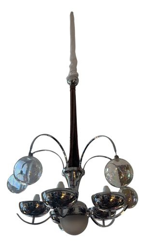 Art Deco Luster in Chrome Plating and Glass, 1930s