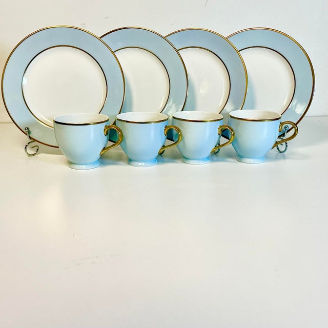 Vintage Coastal Hollywood Regency Ralph Lauren Hampton’s Tea Luncheon Plates, Cups - Set of 8 For Sale - Image 6 of 15