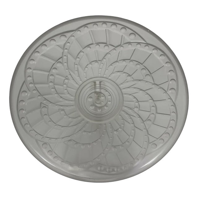 Large Art Deco Frosted Glass Bowl Modele Arc by Jacques Landier, 1930s For Sale