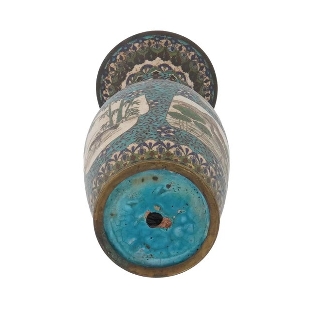 Late 19th Century Japanese Cloisonne Vase With Cranes, Ducks and Blossoms, Meiji Era For Sale In New York - Image 6 of 6