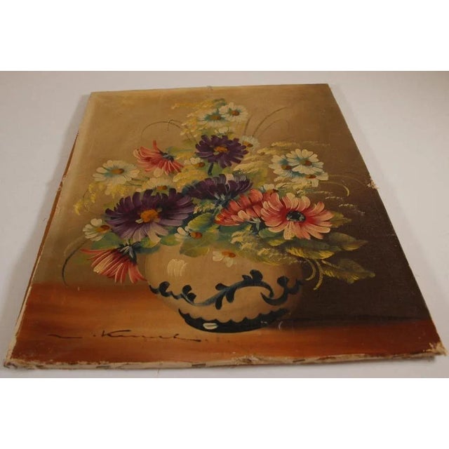 Antique French Oil Painting of Flowers in a Vase For Sale - Image 11 of 13