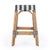 Robias 24.5 in. Seat Height Rectangular Rattan Backless Counter Stool with Footrest, White/Navy Stripe/ Natural Rattan Frame For Sale In Chicago - Image 6 of 9