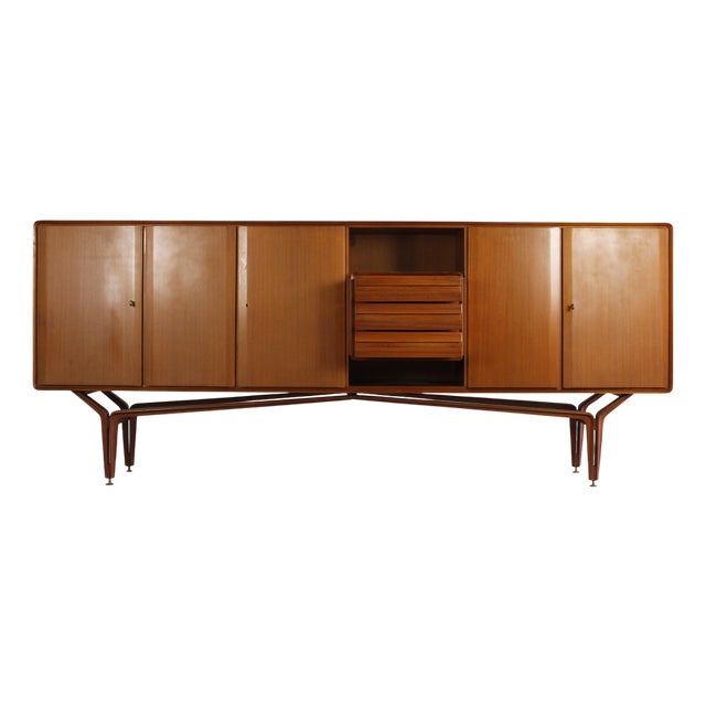 Wooden Sideboard with Doors and Drawers from Galleria Mobili Darte, Italy, 1950s For Sale