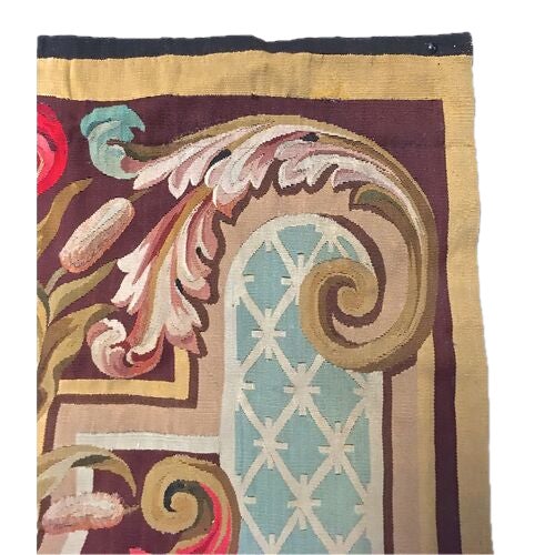 19th Century Antique 19th C. French Aubusson Floral Tapestry For Sale - Image 5 of 5