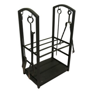 Swedish Postmodern Ironwork Log Tidy and Tools, 1960, Set of 5 For Sale