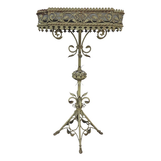 Art Nouveau Wrought Iron Garden Plant Stand, 1900s For Sale