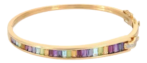 Guy Laroche Diamond & Gems 18k Yellow Gold Bangle Bracelet