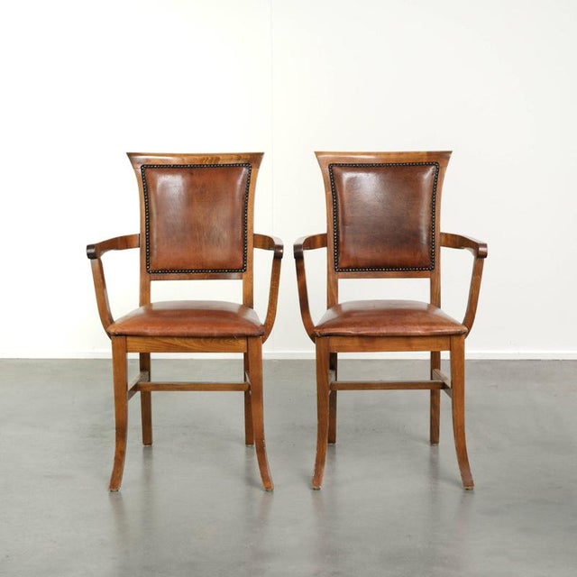 Sheepskin Dining Chairs in Warm Cognac Color, Set of 2 For Sale - Image 15 of 15