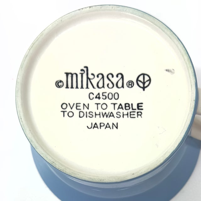 Ceramic Classic Mid-Century Blue on Blue Coffee Cups & Saucers by Mikasa Japan - 8 Pieces / Serves 4 For Sale - Image 7 of 7