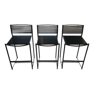 1970s Vintage Giandomenico Belott for Alias Black Spaghetti Barstools- Set of 3 For Sale