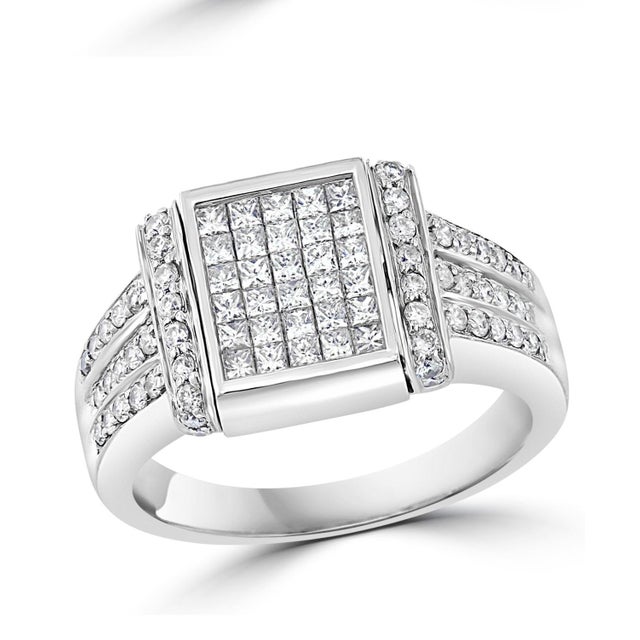 1.5 Carat Princess Cut Diamond & 1 Ct Blue Sapphire Flip Ring 14 K Gold, Unisex For Sale - Image 14 of 18