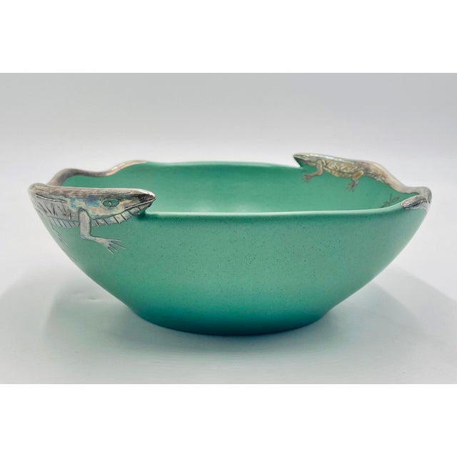 Metal Emilia Castillo Porcelain & Pure Silver Lizard Bowl, Taxco Mexico, Signed 1996 For Sale - Image 7 of 18