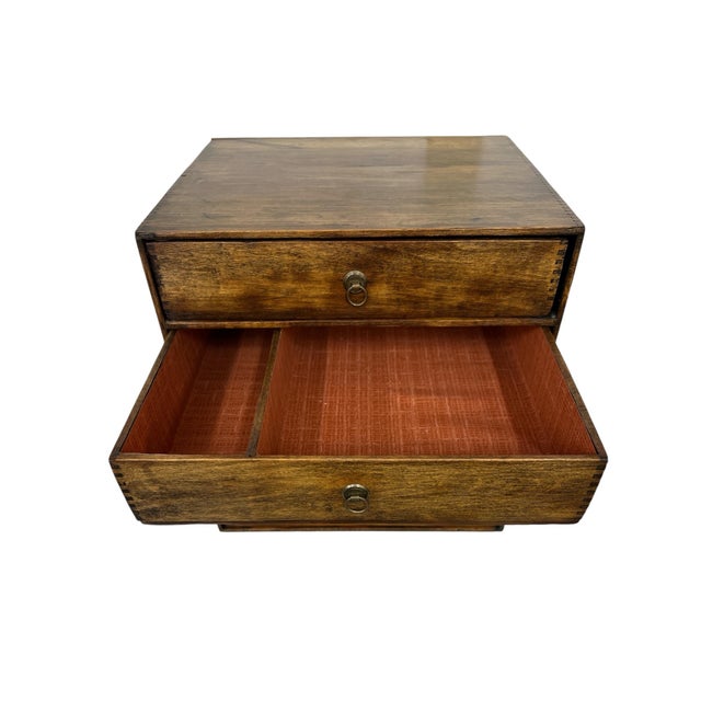 Farmhouse Vintage Handmade Tabletop Four Drawer Storage Cabinet For Sale - Image 3 of 8