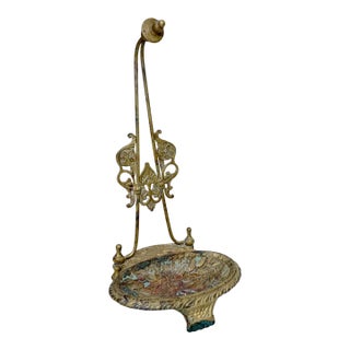 Antique Ornate Gilt Bronze Aesthetic Eastlake Pocket Watch Stand Holder Dish For Sale