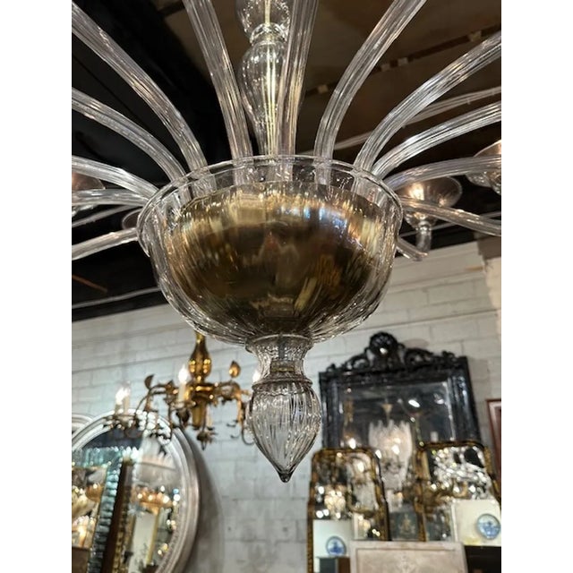 Glass Murano Smoke Glass Chandelier For Sale - Image 7 of 9