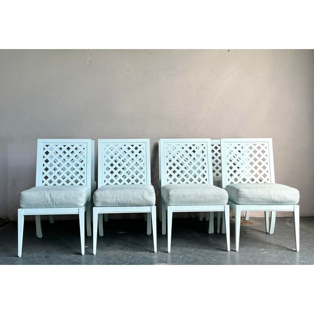 Metal Vintage Boho McKinnon Harris Trellis Cast Aluminum Dining Chairs - Set of 8 For Sale - Image 7 of 9