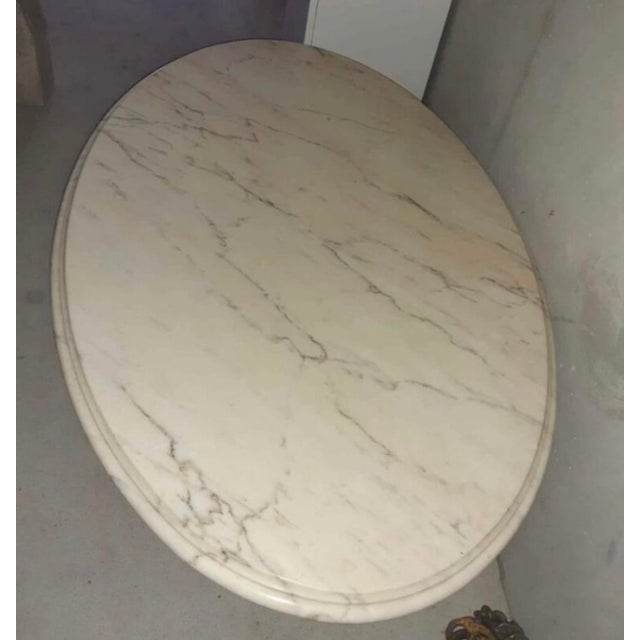 Stone Italian Oval Carrara Marble Coffee Table, 1970s For Sale - Image 7 of 10