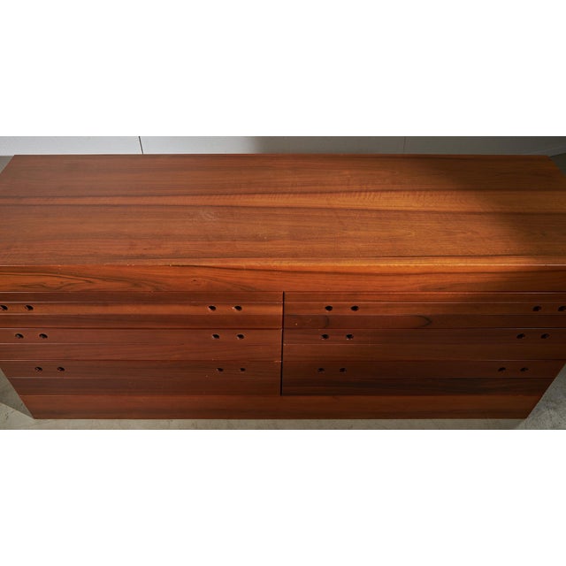 Circular Handles Six Drawer Walnut Sideboard, 1980s For Sale - Image 4 of 17