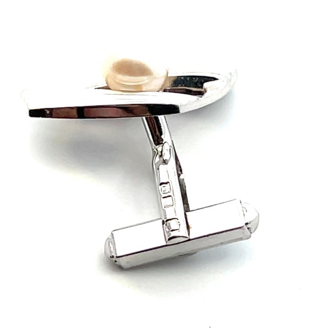 1990s Mikimoto Estate Akoya Pearl Mens Cufflinks 7 mm Silver, 2 pieces For Sale In New York - Image 6 of 9